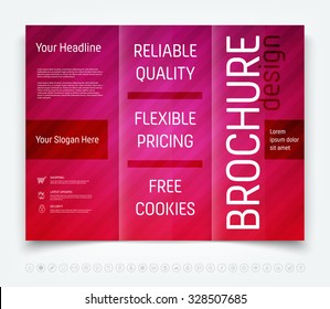 Vector modern tri-fold brochure design template with smooth blurred background