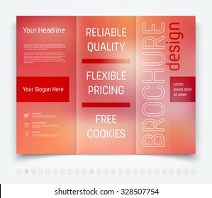 Vector modern tri-fold brochure design template with smooth blurred background