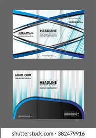 Vector modern tri-fold brochure design template with blue background
