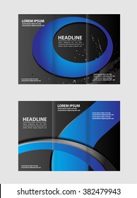 Vector modern tri-fold brochure design template with blue background
