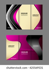 Vector modern tri-fold brochure design template with blue background
