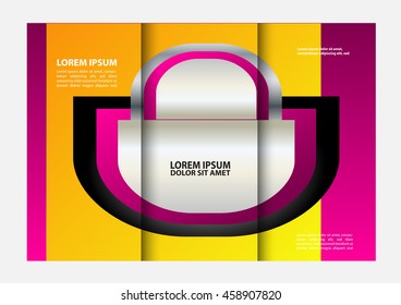 Vector modern tri-fold brochure design template with purple background
