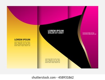Vector modern tri-fold brochure design template with purple background
