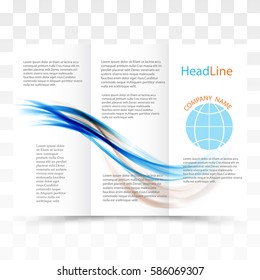 Vector modern tri-fold brochure design template with colorful dynamic wave background vector eps10