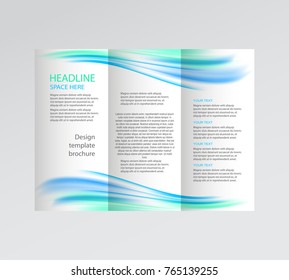 Vector modern tri-fold brochure design template with colorful dynamic wave background vector eps10