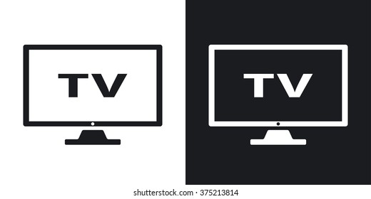 Vector modern tv icon. Two-tone version on black and white background