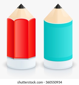 Vector modern two pencil icons on gray background