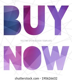 Vector modern typography banner / poster with purple modern polygonal texture on white abstract mesh background. Buy now
