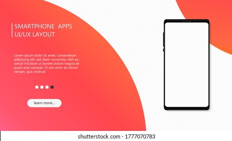 Vector modern UI/UX smartphone apps layout design background for website, landing page, cover, banner with blank screen mockups.