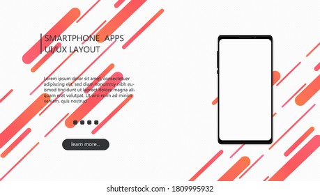 Vector modern UI/UX smartphone apps layout design background for website, landing page, cover, banner with blank screen mockup.