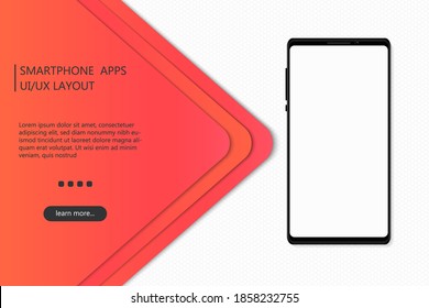 Vector modern UI/UX smartphone apps layout design background for website, landing page, cover, banner with blank screen mockup.