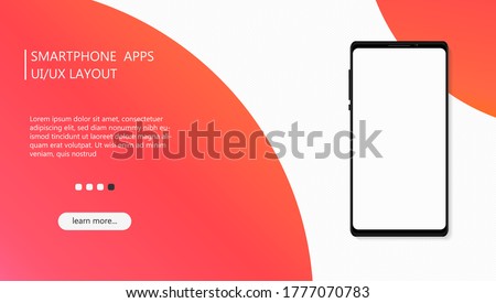 Vector modern UI/UX smartphone apps layout design background for website, landing page, cover, banner with blank screen mockups.