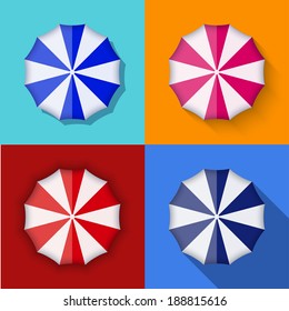 Vector modern umbrella icons set with shadows. Eps10