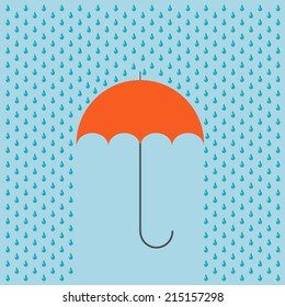 Vector modern umbrella with rain background. Eps10