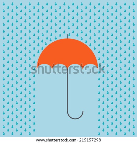 Vector modern umbrella with rain background. Eps10