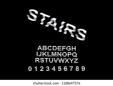 Vector of modern unusual interesting font and alphabet stair