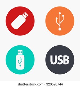 Vector modern usb colorful icons set on white background