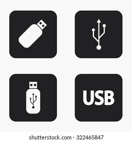 Vector modern usb  icons set on white background