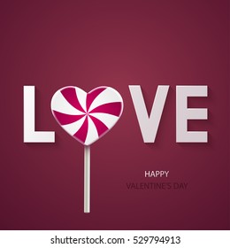 Vector modern valentines day background. Candy lollipop