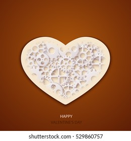 Vector modern valentines day background. Concept heart icon and gears