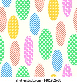 vector modern variety memphis oval seamless pattern on cream