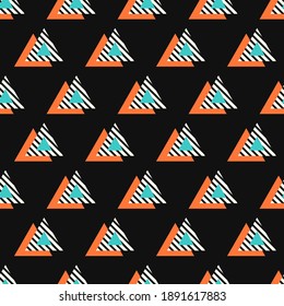 vector modern variety triangle seamless pattern on black