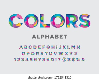 Vector of modern vibrant font and alphabet