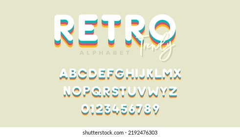 Vektorgrafik moderner lebendiger Schrift und Alphabet mit Zahlen. Fette runde Schrift mit verschiedenen Farben im angesagten Stil