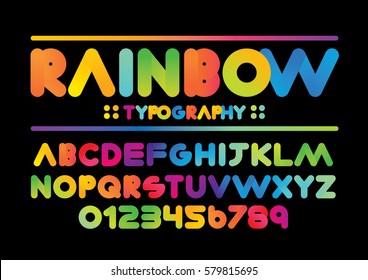 Vector of modern vibrant font and alphabet