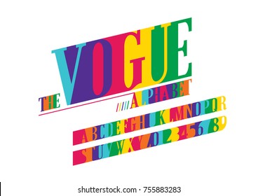 Vector of modern vibrant font and alphabet