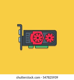 Vector modern video graphics card icon. Computer video adapter logo symbol.