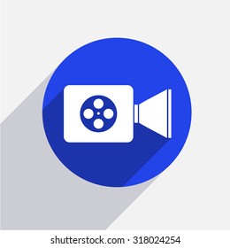 Vector modern videocamera circle icon with shadow