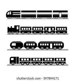 vector modern and vintage train collection 