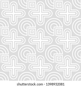 vector modern vintage white geometric lines seamless pattern on grey