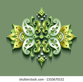 Vector modern volumetric floral element. Trendy craft style illustration. 3d effect imitation