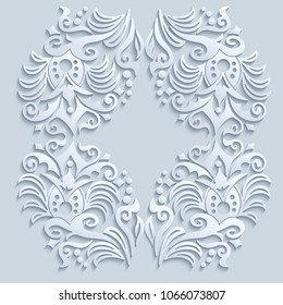 Vector modern volumetric floral elements. Trendy craft style illustration. 3d effect imitation