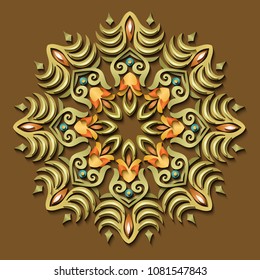 Vector modern volumetric floral elements. Trendy craft style illustration. 3d effect imitation