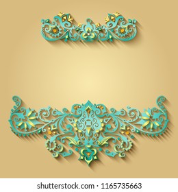 Vector modern volumetric floral elements. Trendy craft style illustration. 3d effect imitation