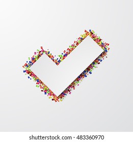 Vector modern vote mark with confetti on white background