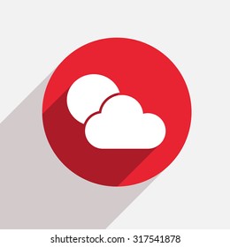 Vector modern weather red circle icon with shadow