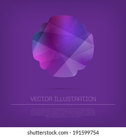 Vector modern web banner / badge with colorful polygonal texture on purple background