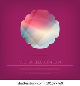 Vector modern web banner / badge with colorful polygonal texture on purple background