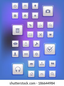 Vector Modern Web Icons Set on Blurred background