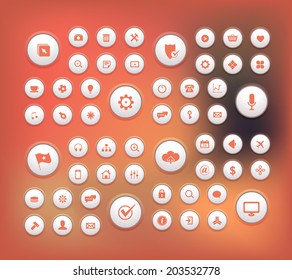 Vector Modern Web Icons Set on Blurred background