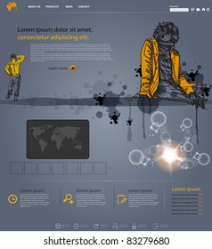 vector modern website template with people, easy editable