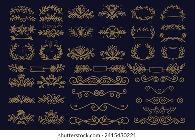 Modernes Design des Hochzeitscrest-Logos mit Lorbeeren und Goldglanz