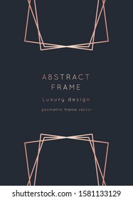 Vector modern wedding invitation template. Art Deco geometric frame.Polygon luxury classy Rose Gold design background.Pink brochure, flyer, cover, poster, card, logo, business identity style.