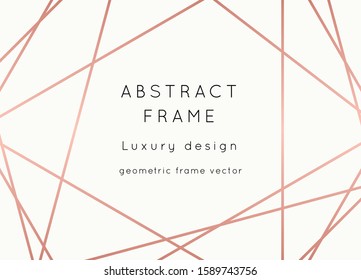 Vector modern wedding invitation template. Art Deco geometric frame.Polygon luxury classy Rose Gold on white design background.Pink brochure, flyer, cover, poster, card, logo, business identity style.