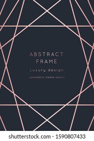 Moderne Hochzeitseinladungs-Vorlage für Vektorgrafiken. Art Deco geometrischen Rahmen.Polygon Luxus klassischen Rose Gold Design Hintergrund.Rosa Broschüre, Flyer, Abdeckung, Poster, Karte, Logo, Business-Identity-Stil.
