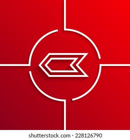 Vector modern white arrow circle icon on red background. Eps10